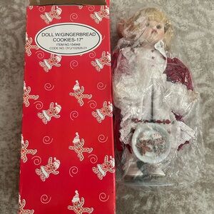 Gingerbread Doll with Red and White Outfit